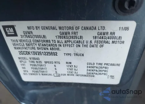 2006 Chevrolet Silverado 1500 Ls из США, поврежденный, VIN 2GCEK13V261225692